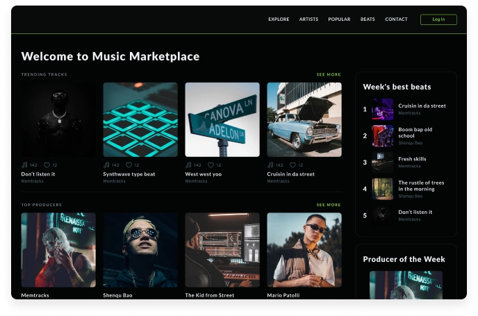 audioMusicMarketplace app first screenshot